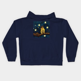 Cute Squirrel at Night with Stars Kids Hoodie